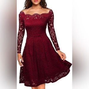Worn Once Missmay Burgundy Lace Dress- Medium